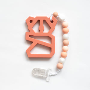 Geometric Koala Bear Teething Clip