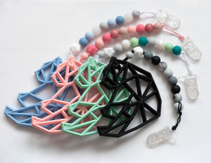 Geometric Bear Teething Clip